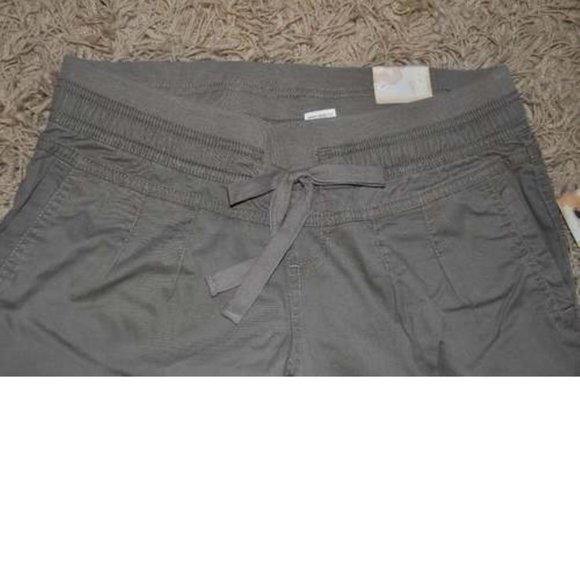 Womens Joggers Pants Mudd Olive Green 3 Twill Elastic Drawstring Waist Lowrise - Picture 3 of 6